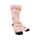 Cute fox pattern pink background Crew Socks