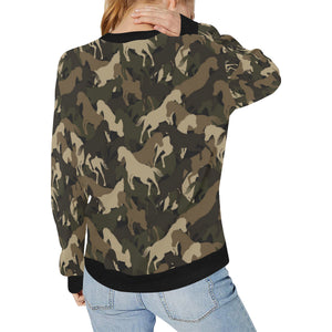 Horse Camouflage Pattern Women's Crew Neck Sweatshirt