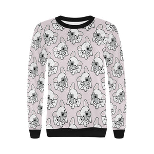 Cute french bulldog pattern Women's Crew Neck Sweatshirt
