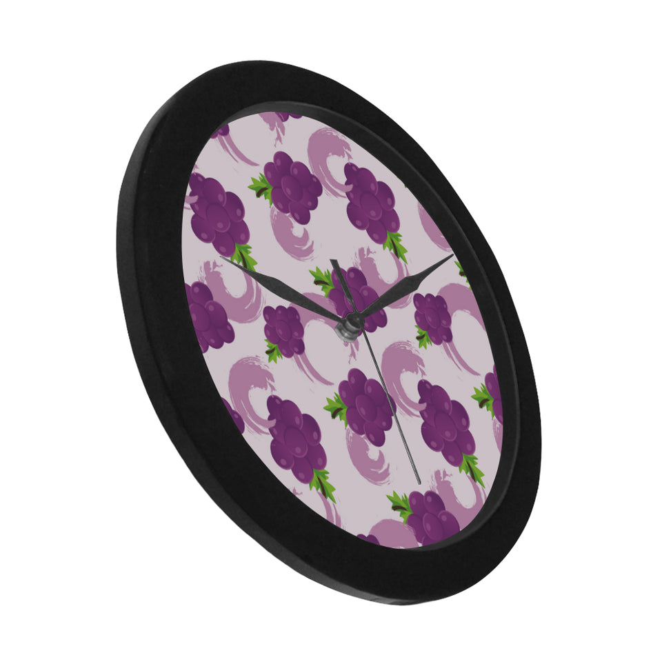 Cute Grape pattern Elegant Black Wall Clock