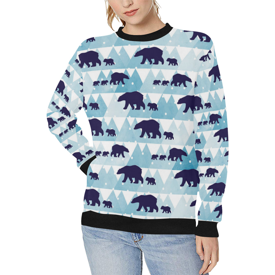 polar bear winter snow pattern Women's Crew Neck Sweatshirt