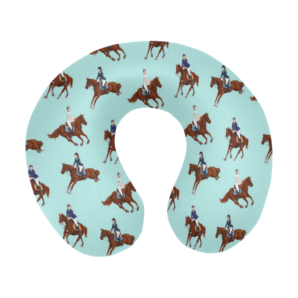 Horses running horses rider pattern U-Shaped Travel Neck Pillow