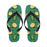 Durian pattern green background Unisex Flip Flops