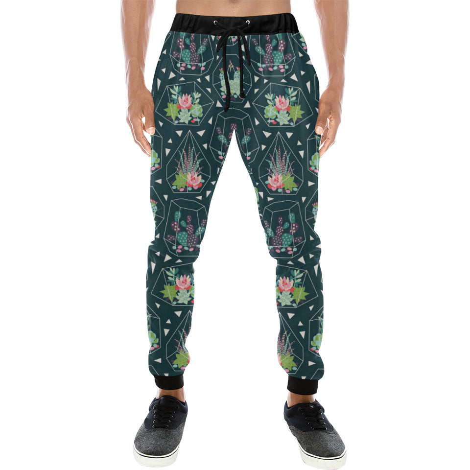 Cactus glass terrarium pattern Unisex Casual Sweatpants
