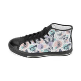 Butterfly pattern Women's High Top Canvas Shoes Black