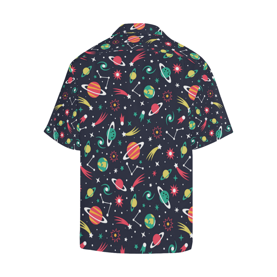 colorful space pattern planet star Men's All Over Print Hawaiian Shirt