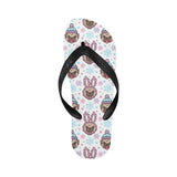 Cute pug hat rabbit costume pattern Unisex Flip Flops