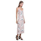 Cute zebra pattern V-Neck Open Fork Long Dress