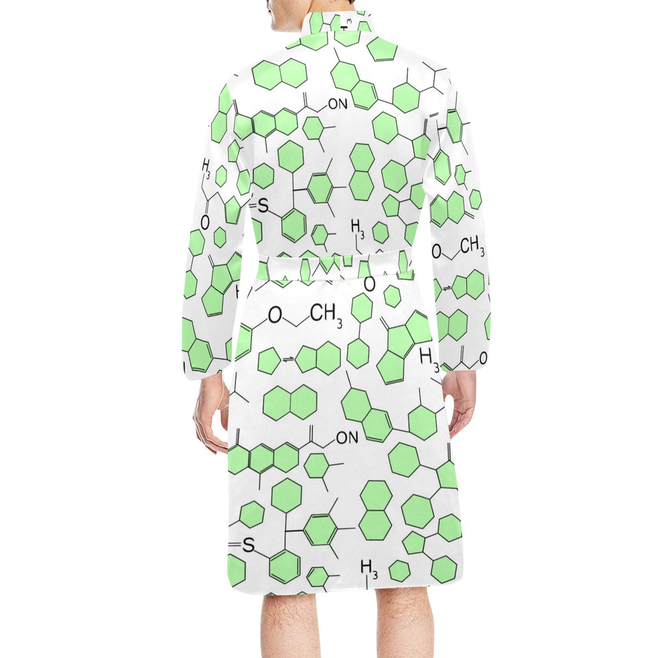 Chemistry Periodic Table Pattern Print Design 03 Men's Long Sleeve Belted Night Robe