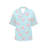 Cute cow flower pattern Women's All Over Print Hawaiian Shirt