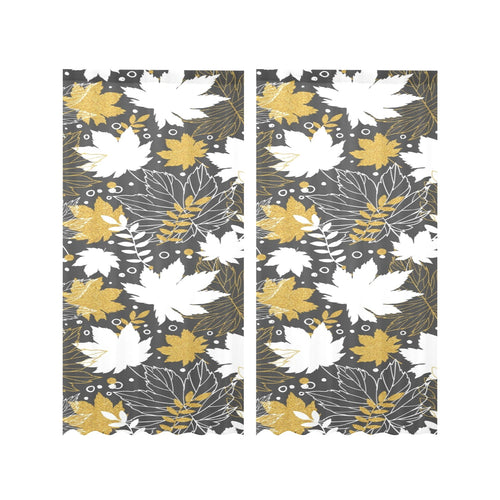 Beautiful gold autumn maple leaf pattern Gauze Curtain