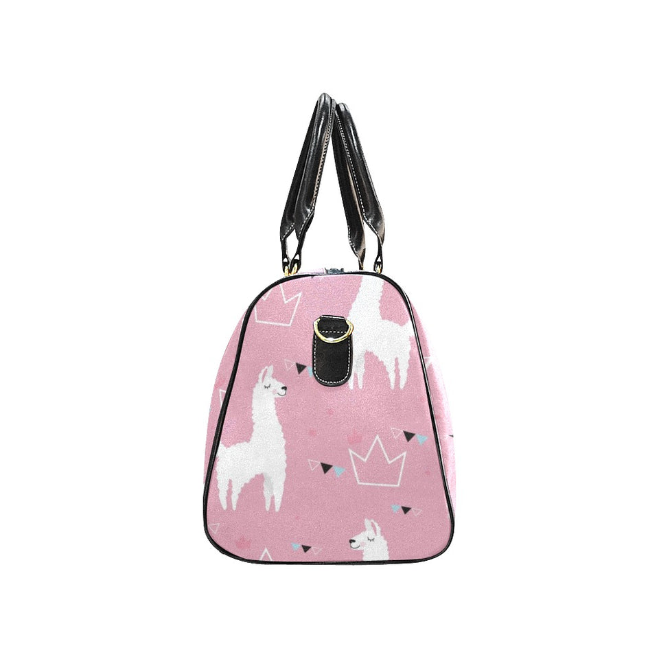Llama Alpaca pink background Travel Bag