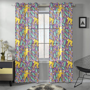 Cute yellow monkey leaves pattern Gauze Curtain