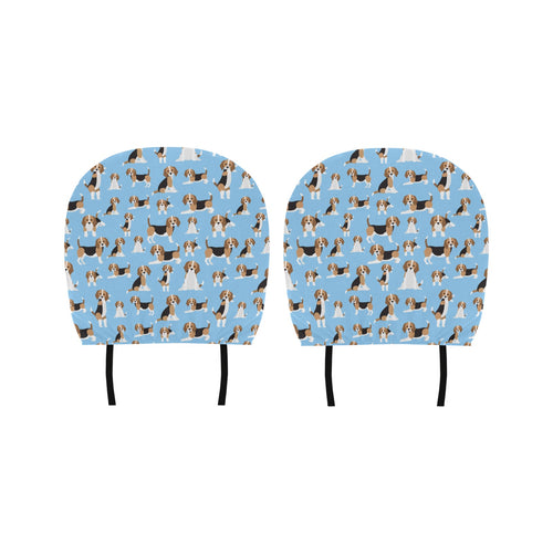 Beagle dog blue background pattern Car Headrest Cover