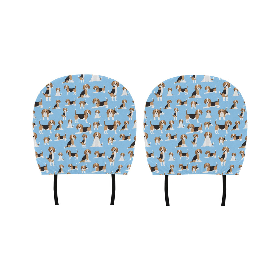 Beagle dog blue background pattern Car Headrest Cover