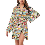 Sun Glasses Pattern Print Design 02 Women's Long Sleeve Belted Night Robe