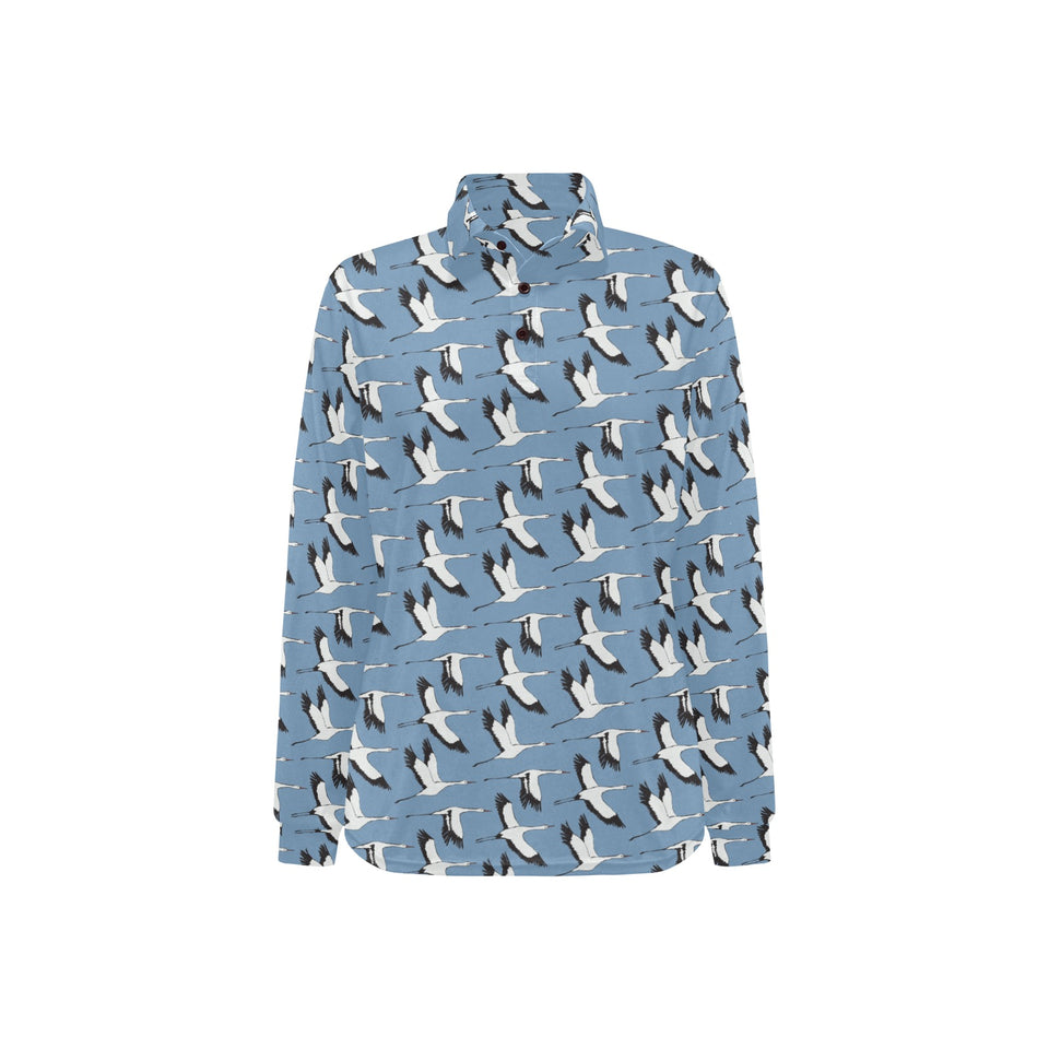 Seagull Pattern Print Design 04 Women's Long Sleeve Polo Shirt