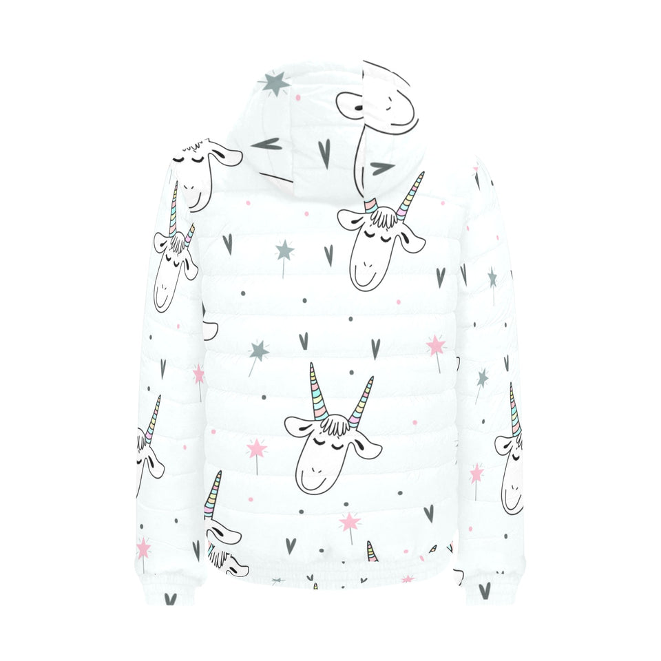 Cute goat design pattern Men's Padded Hooded Jacket