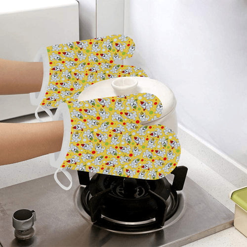 Yorkshire Terrier Pattern Print Design 05 Heat Resistant Oven Mitts