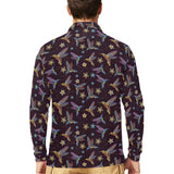Hummingbird Pattern Print Design 04 Men's Long Sleeve Polo Shirt