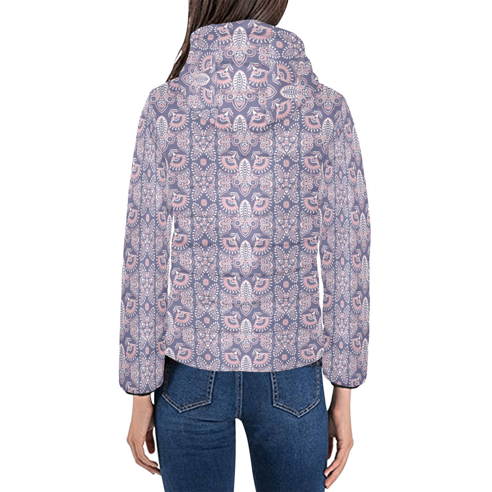 Indian Batik Style pattern Women's Padded Hooded Jacket
