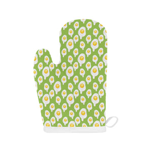 Fried Eggs Pattern Print Design 01 Heat Resistant Oven Mitts