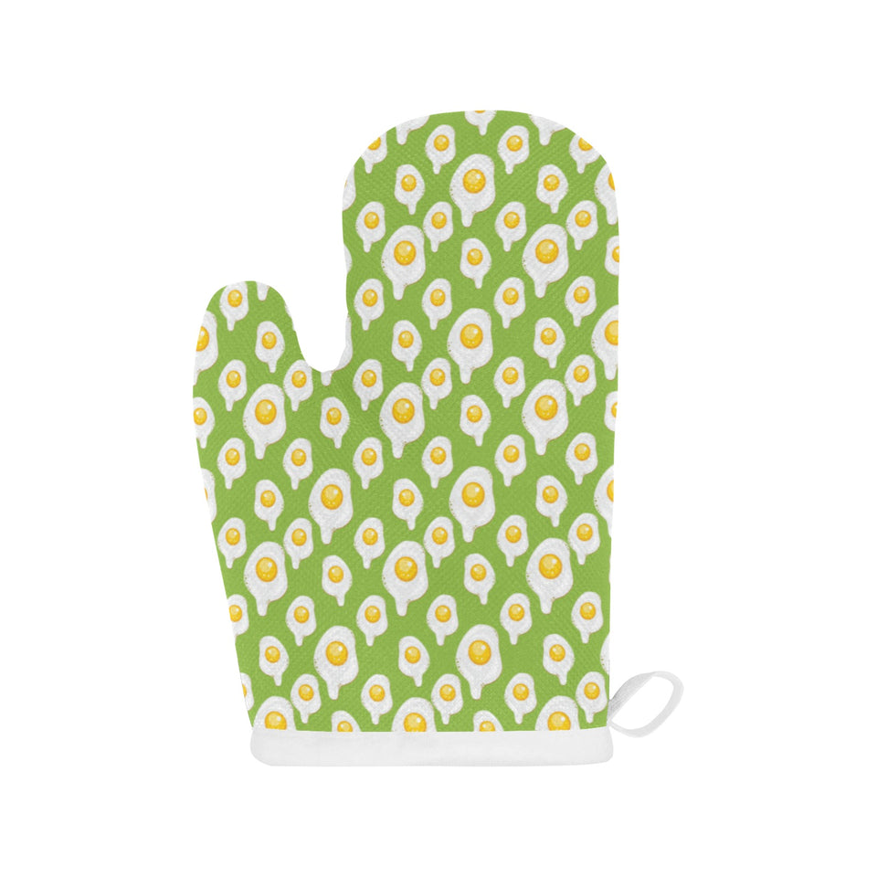 Fried Eggs Pattern Print Design 01 Heat Resistant Oven Mitts