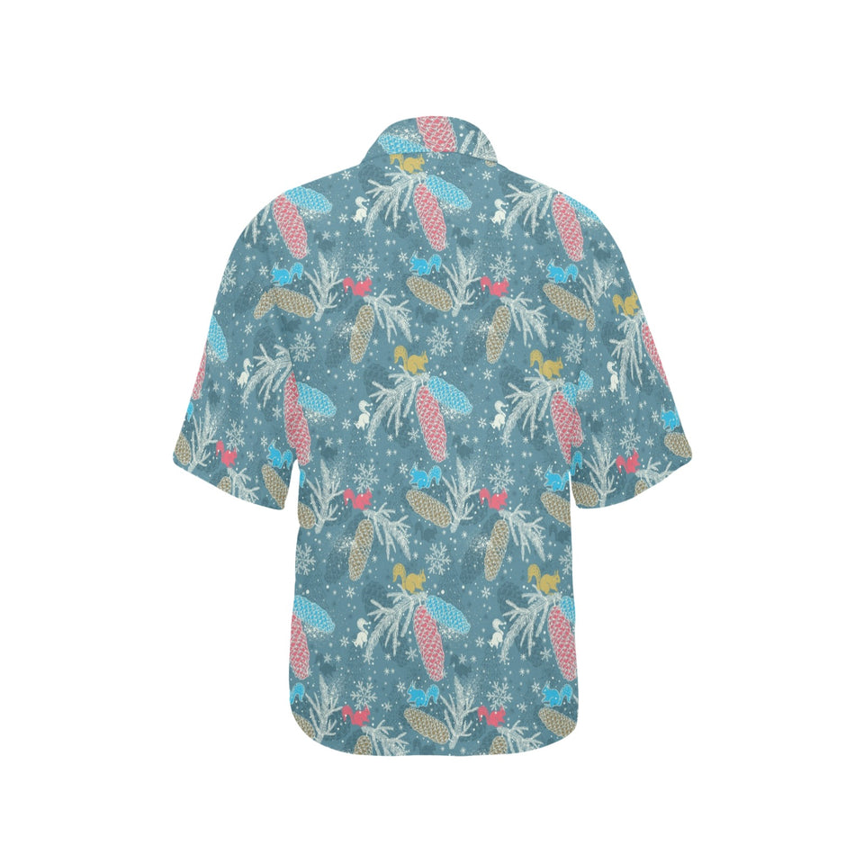Squirrel Pattern Print Design 01 Women's All Over Print Hawaiian Shirt