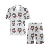 Cute ninja pattern Men's V-Neck Short Pajama Set