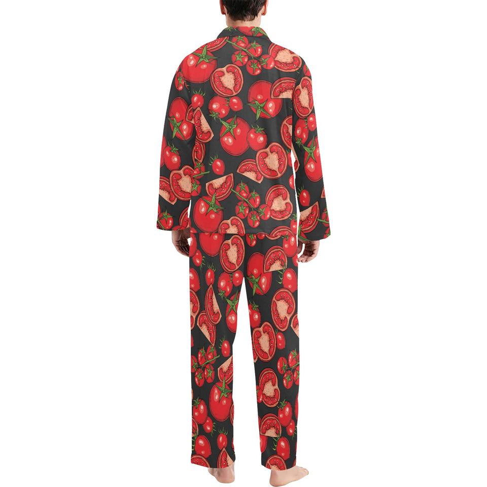 Tomato black background Men's Long Pajama Set