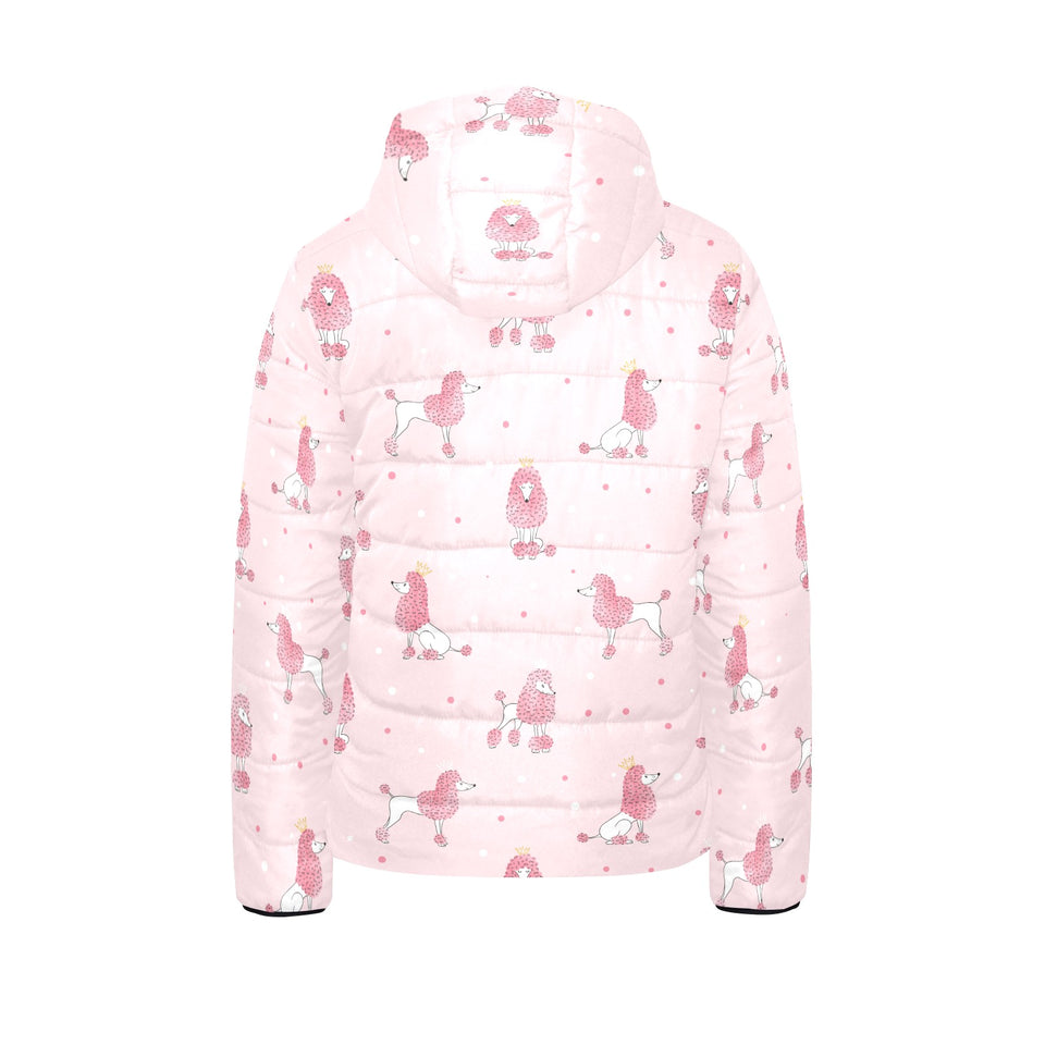 Poodle dog pink color theme Kids' Boys' Girls' Padded Hooded Jacket