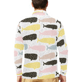 Whale dot pattern Men's Long Sleeve Polo Shirt