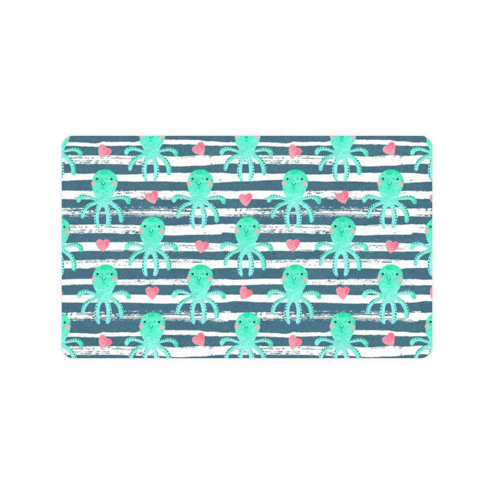 Cute octopuses heart striped background Doormat