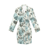 Dragonfly Butterfly Plants insect flower vintage s Women's Long Sleeve Belted Night Robe