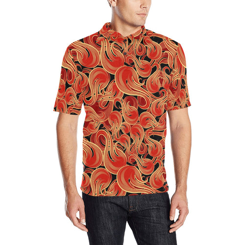 Fire flame pattern Men's All Over Print Polo Shirt