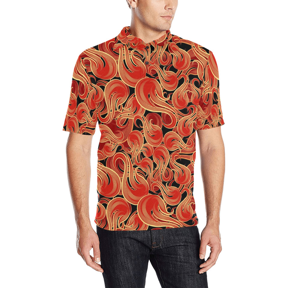 Fire flame pattern Men's All Over Print Polo Shirt