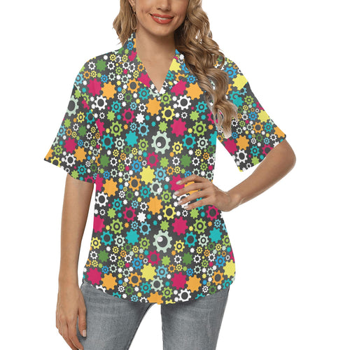 Gear Pattern Print Design 03 Women's All Over Print Hawaiian Shirt