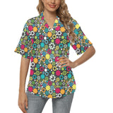 Gear Pattern Print Design 03 Women's All Over Print Hawaiian Shirt