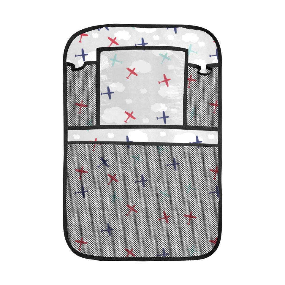 Airplane cloud grey background Car Seat Back Organizer