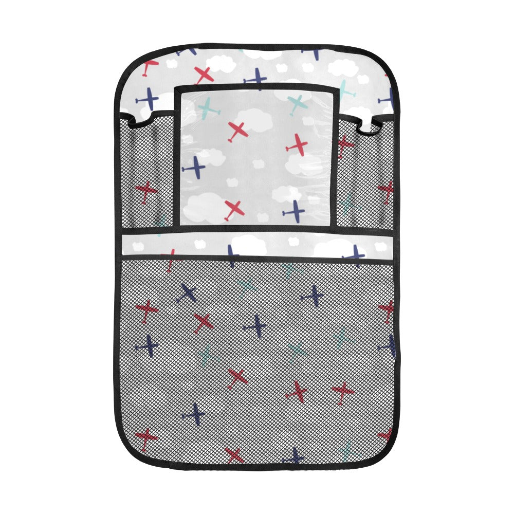 Airplane cloud grey background Car Seat Back Organizer