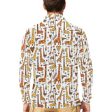 Giraffe Pattern Print Design 04 Men's Long Sleeve Polo Shirt