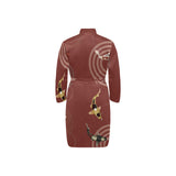 Koi Fish Carp Fish red background Men's Long Sleeve Belted Night Robe