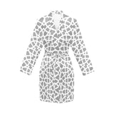 arabic gray pattern Women's Long Sleeve Belted Night Robe