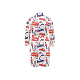 British Pattern Print Design 03 Men's Long Sleeve Belted Night Robe