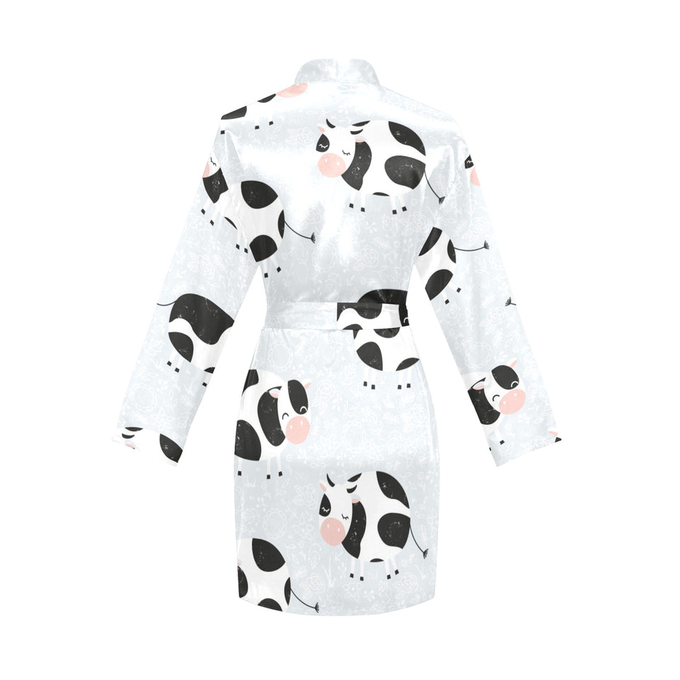 Cute cows pattern Women's Long Sleeve Belted Night Robe
