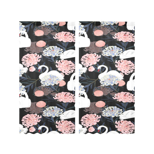 white swan blooming flower pattern Gauze Curtain