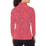 Skate Board Pattern Print Design 01 Women's Long Sleeve Polo Shirt