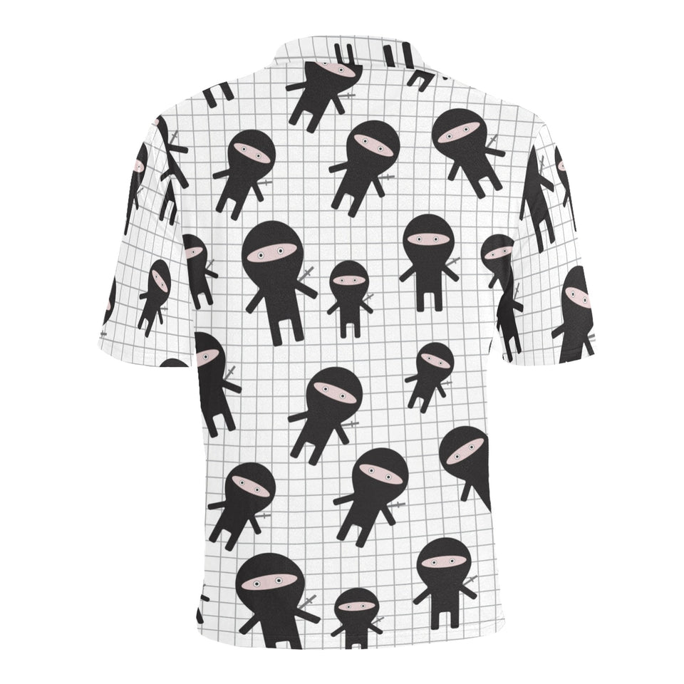 Ninja pattern plaid background Men's All Over Print Polo Shirt