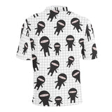 Ninja pattern plaid background Men's All Over Print Polo Shirt