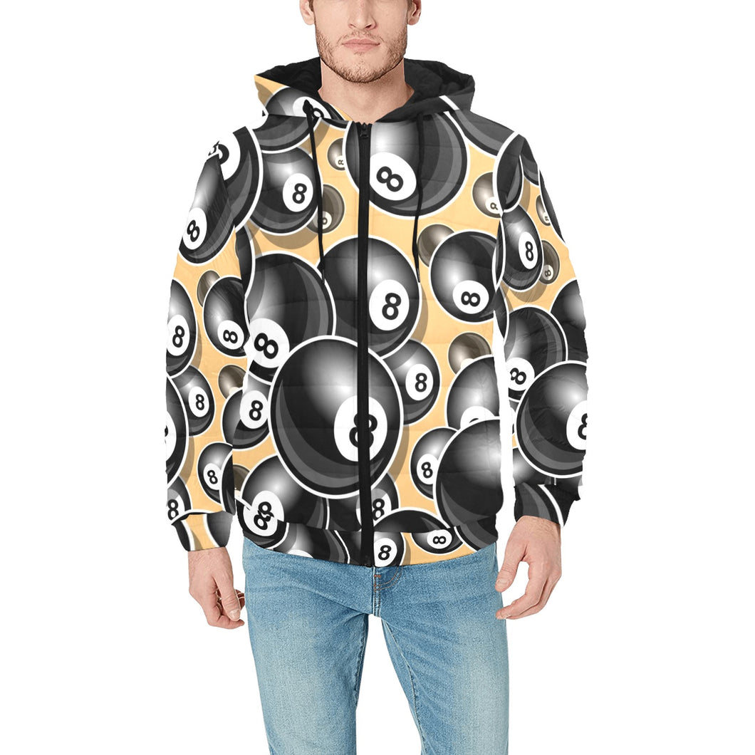 Billiard Ball Pattern Print Design 04 Men's Padded Hooded Jacket